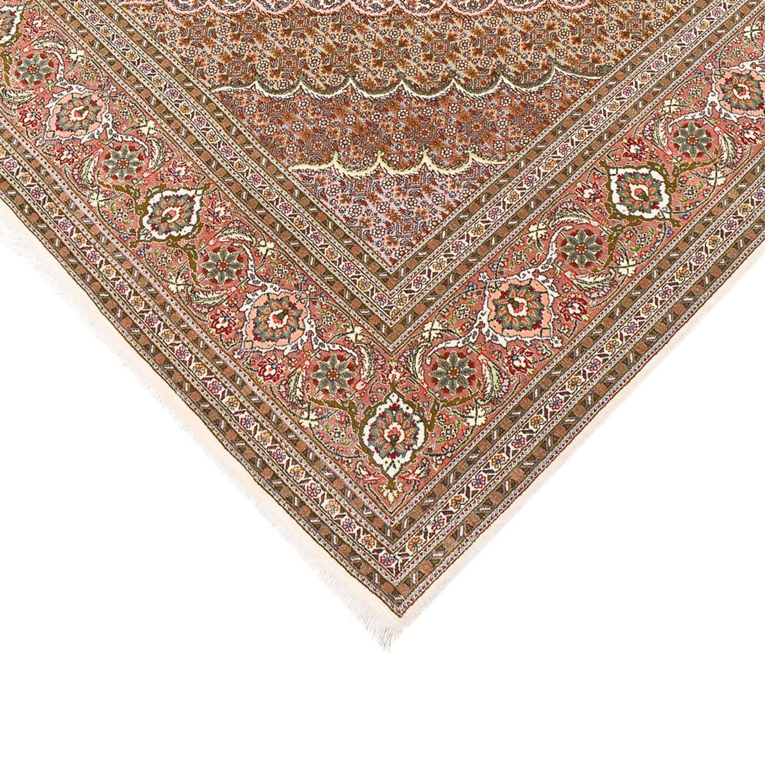 Løber Persisk tæppe - Tabriz - Royal - 400 x 202 cm - lysrød