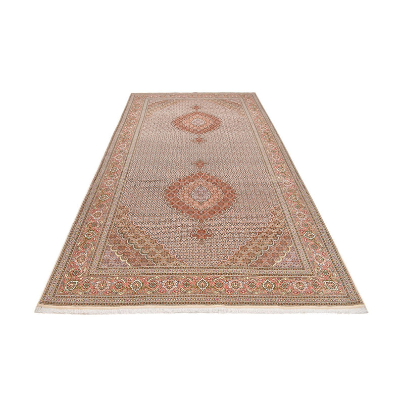 Løber Persisk tæppe - Tabriz - Royal - 400 x 202 cm - lysrød