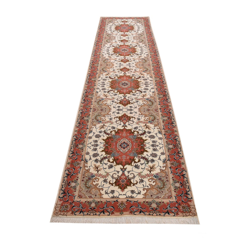 Løber Persisk tæppe - Tabriz - Royal - 404 x 89 cm - flerfarvet