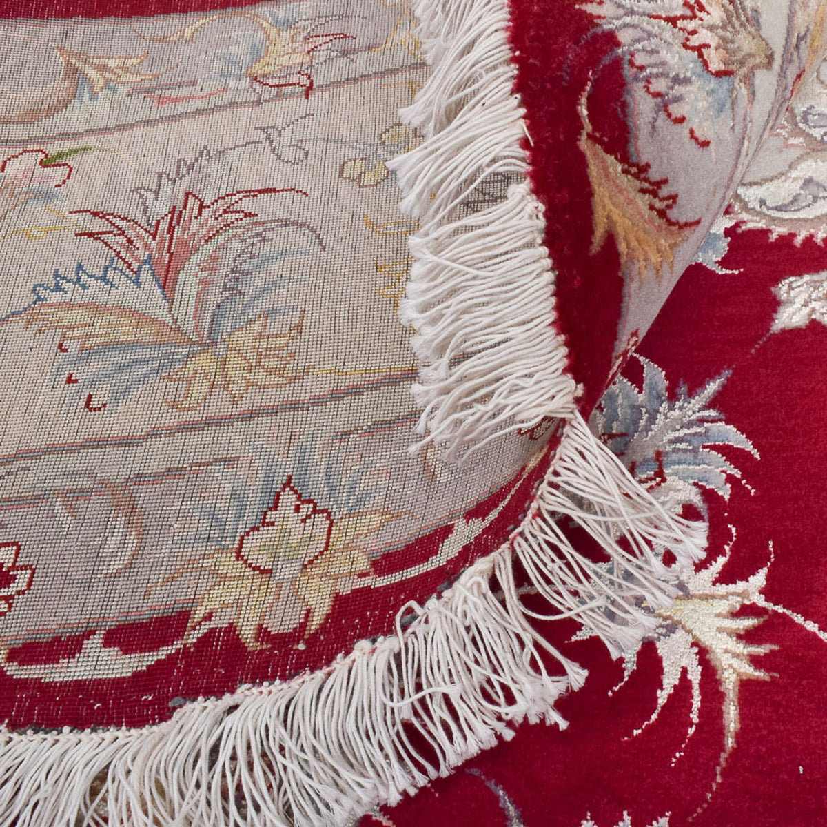 Persisk tæppe - Tabriz - Premium rundt  - 250 x 250 cm - rød