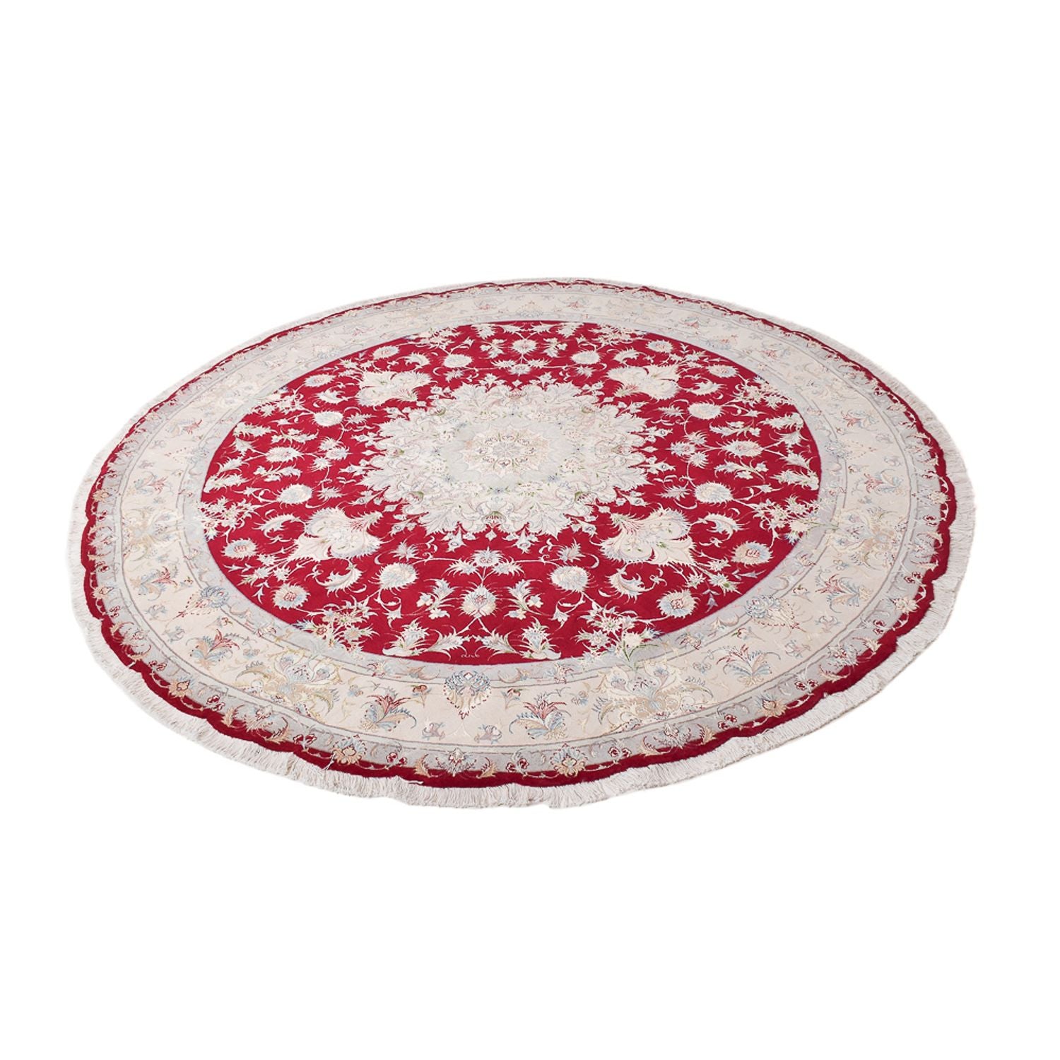 Persisk tæppe - Tabriz - Premium rundt  - 250 x 250 cm - rød