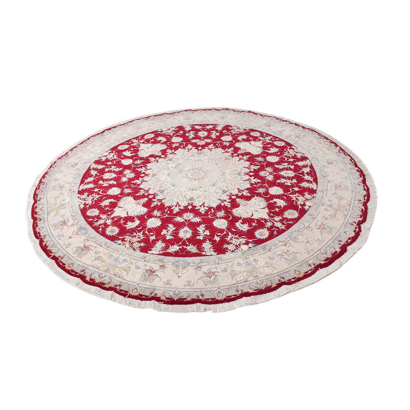 Persisk tæppe - Tabriz - Premium rundt  - 250 x 250 cm - rød