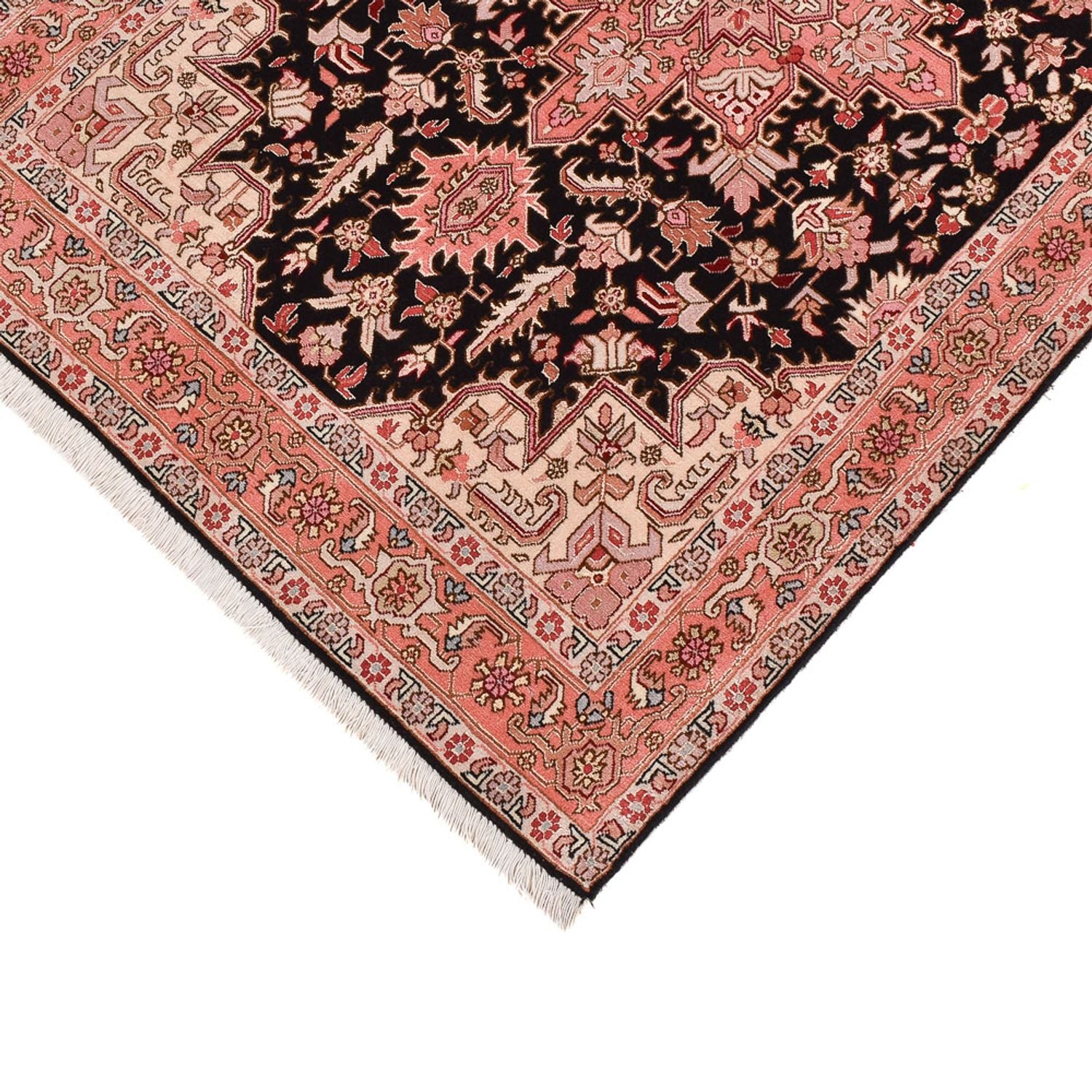 Løber Persisk tæppe - Tabriz - Premium - 350 x 91 cm - mørkeblå