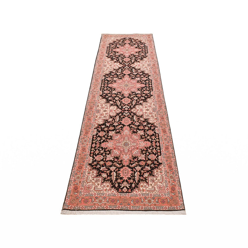 Løber Persisk tæppe - Tabriz - Premium - 350 x 91 cm - mørkeblå