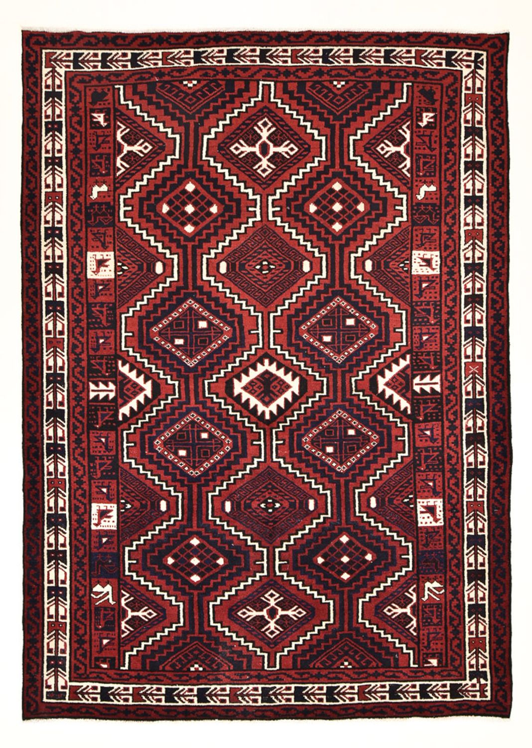 Gabbeh Tæppe - Loribaft Persisk - 302 x 222 cm - bordeaux rød