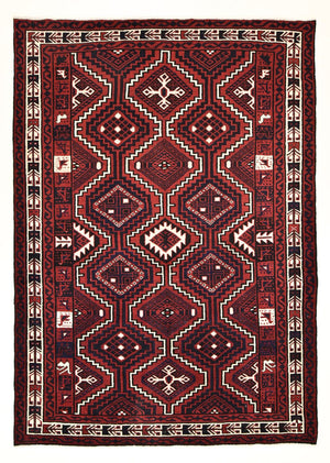 Gabbeh Tæppe - Loribaft Persisk - 302 x 222 cm - bordeaux rød