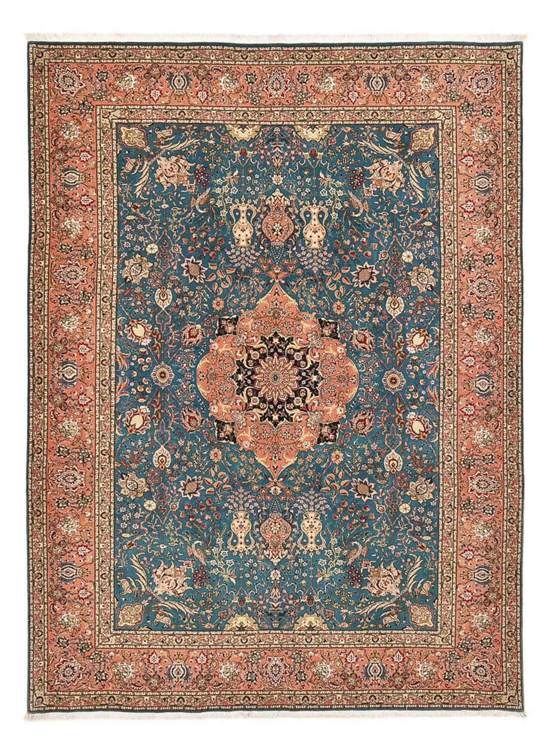 Persisk tæppe - Tabriz - Royal - 352 x 253 cm - havblå