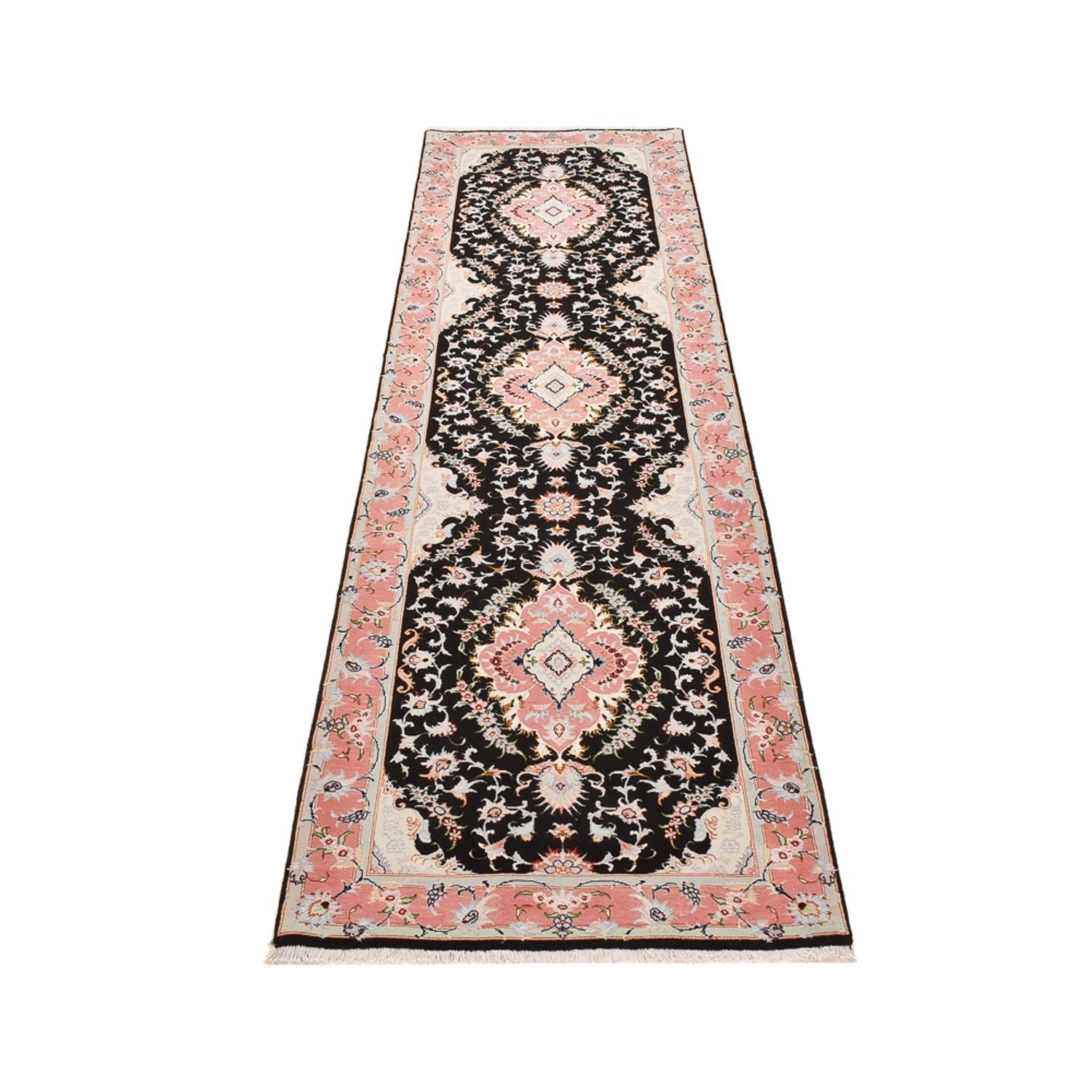 Løber Persisk tæppe - Tabriz - Royal - 300 x 83 cm - mørkeblå