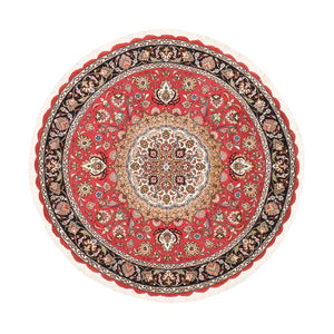 Persisk tæppe - Tabriz - Royal rundt  - 150 x 150 cm - rød