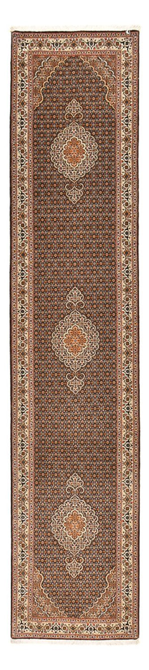 Løber Persisk tæppe - Tabriz - Royal - 392 x 67 cm - mørk beige