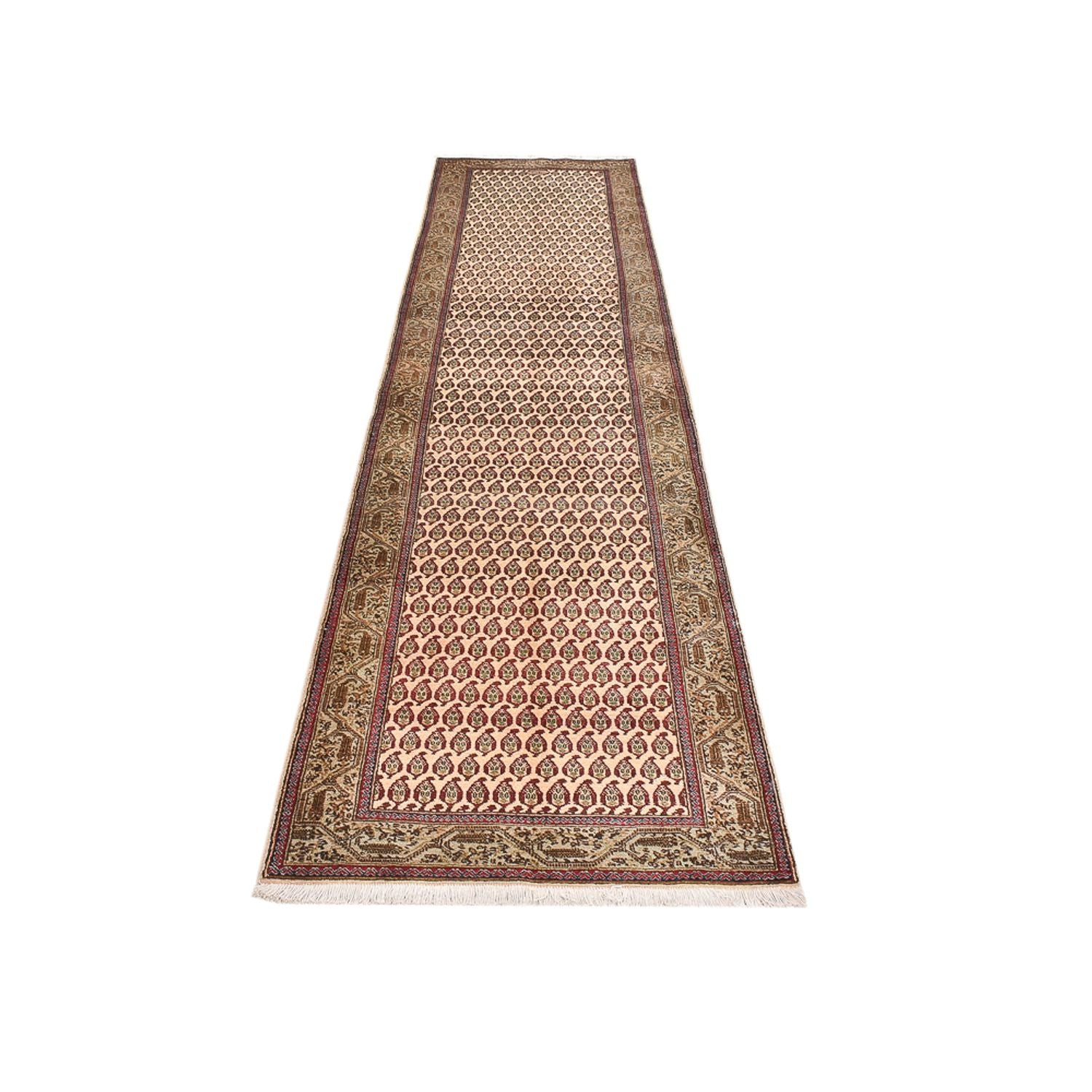 Løber Persisk tæppe - Tabriz - Royal - 427 x 97 cm - mørk beige