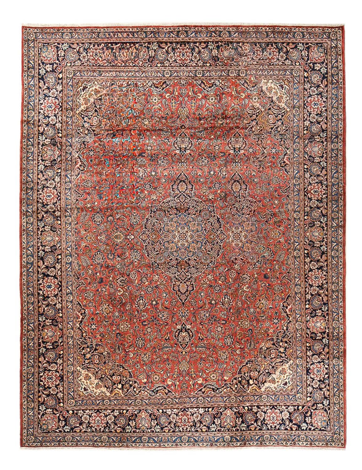 Persisk tæppe - Keshan - Royal - 445 x 333 cm - lysrød