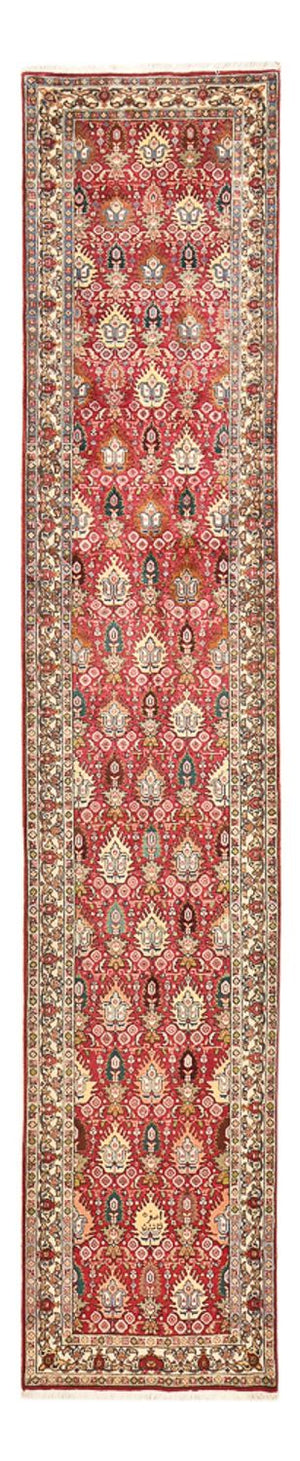 Løber Persisk tæppe - Tabriz - Royal - 408 x 80 cm - lysrød