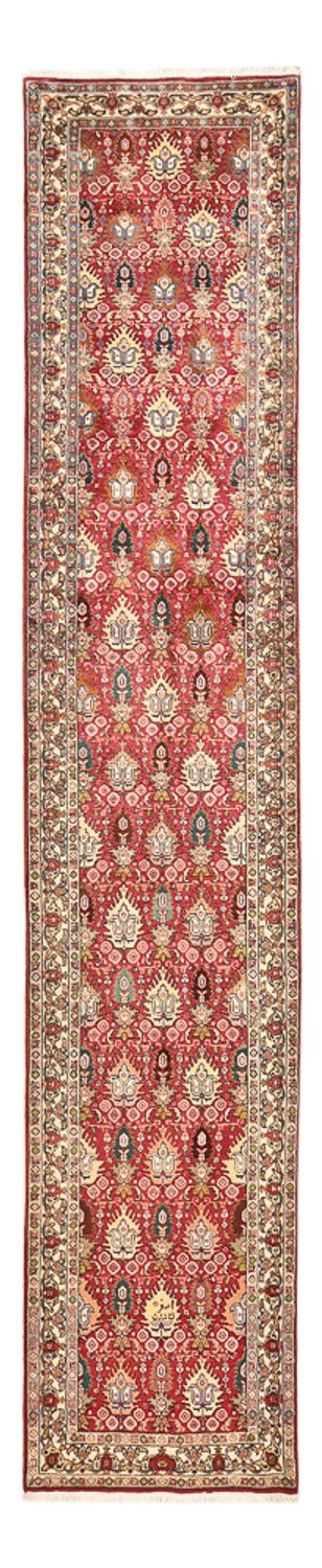 Løber Persisk tæppe - Tabriz - Royal - 408 x 80 cm - lysrød