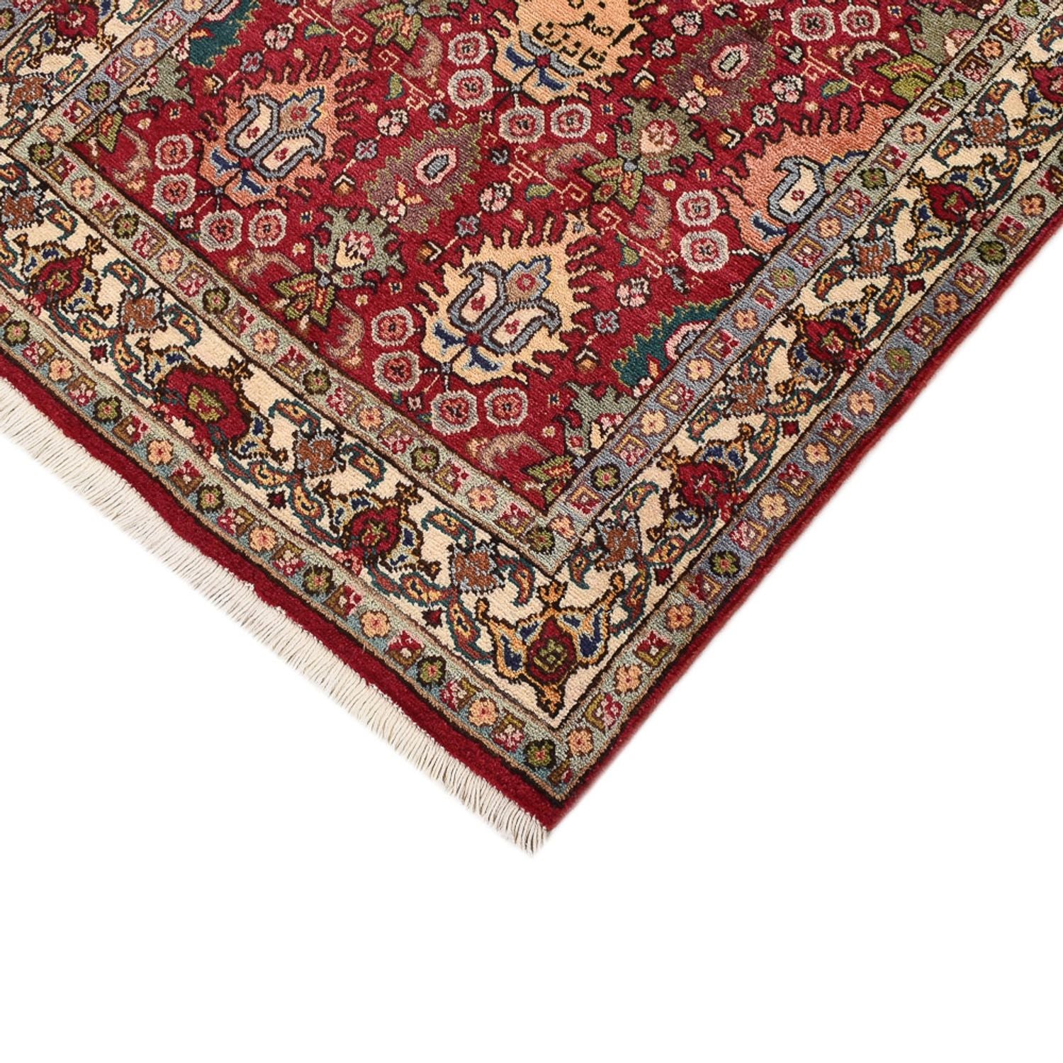Løber Persisk tæppe - Tabriz - Royal - 408 x 80 cm - lysrød