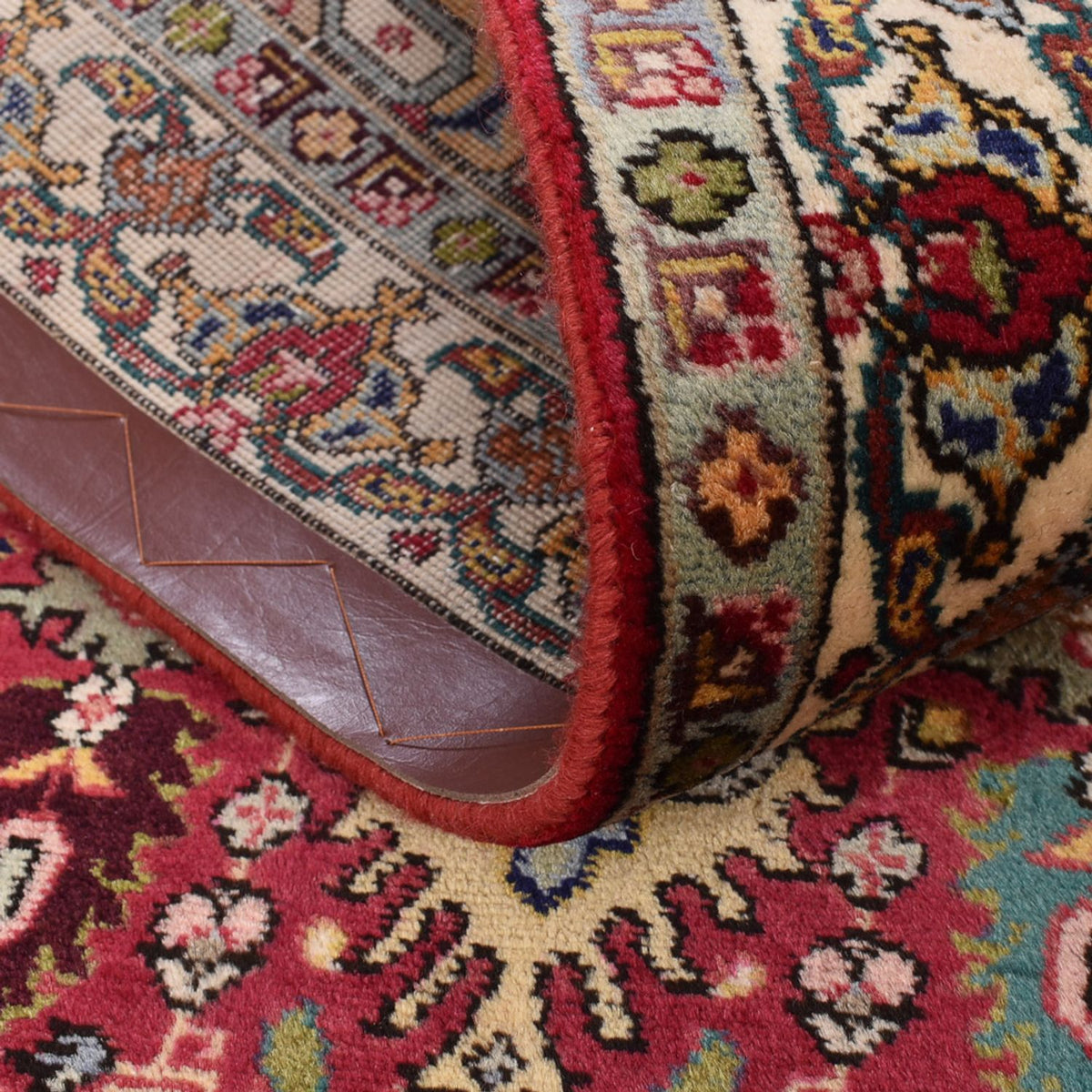 Løber Persisk tæppe - Tabriz - Royal - 408 x 80 cm - lysrød