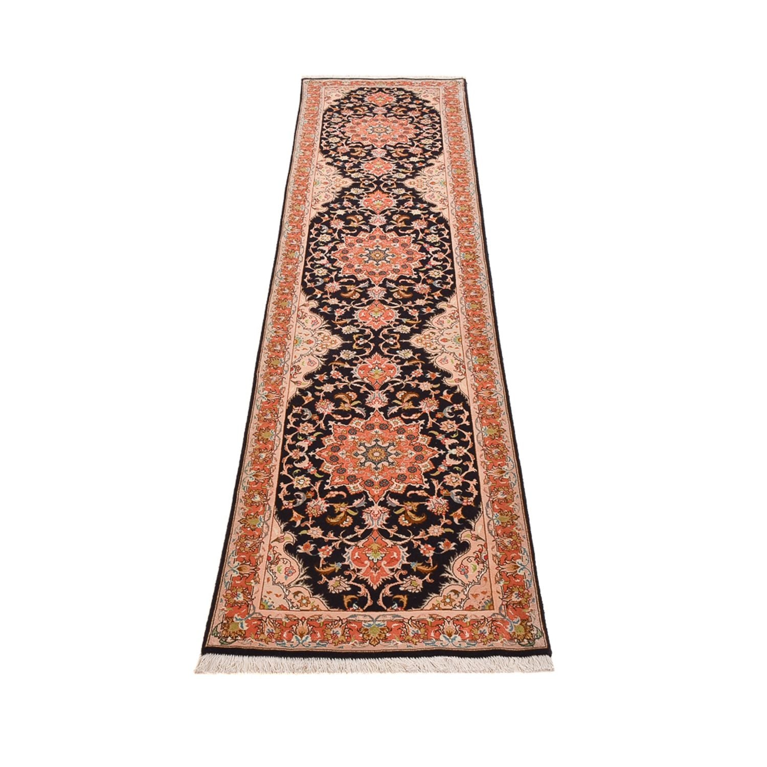 Løber Persisk tæppe - Tabriz - Royal - 288 x 69 cm - mørkeblå