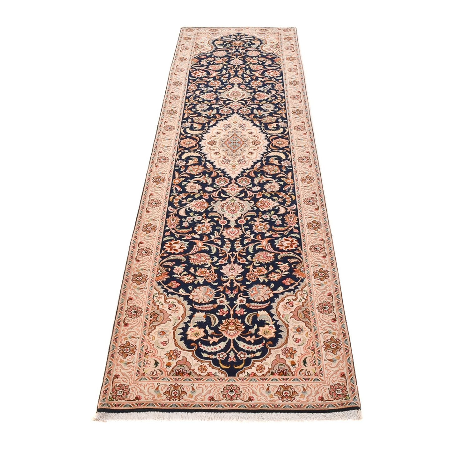 Løber Persisk tæppe - Tabriz - Royal - 310 x 83 cm - mørkeblå
