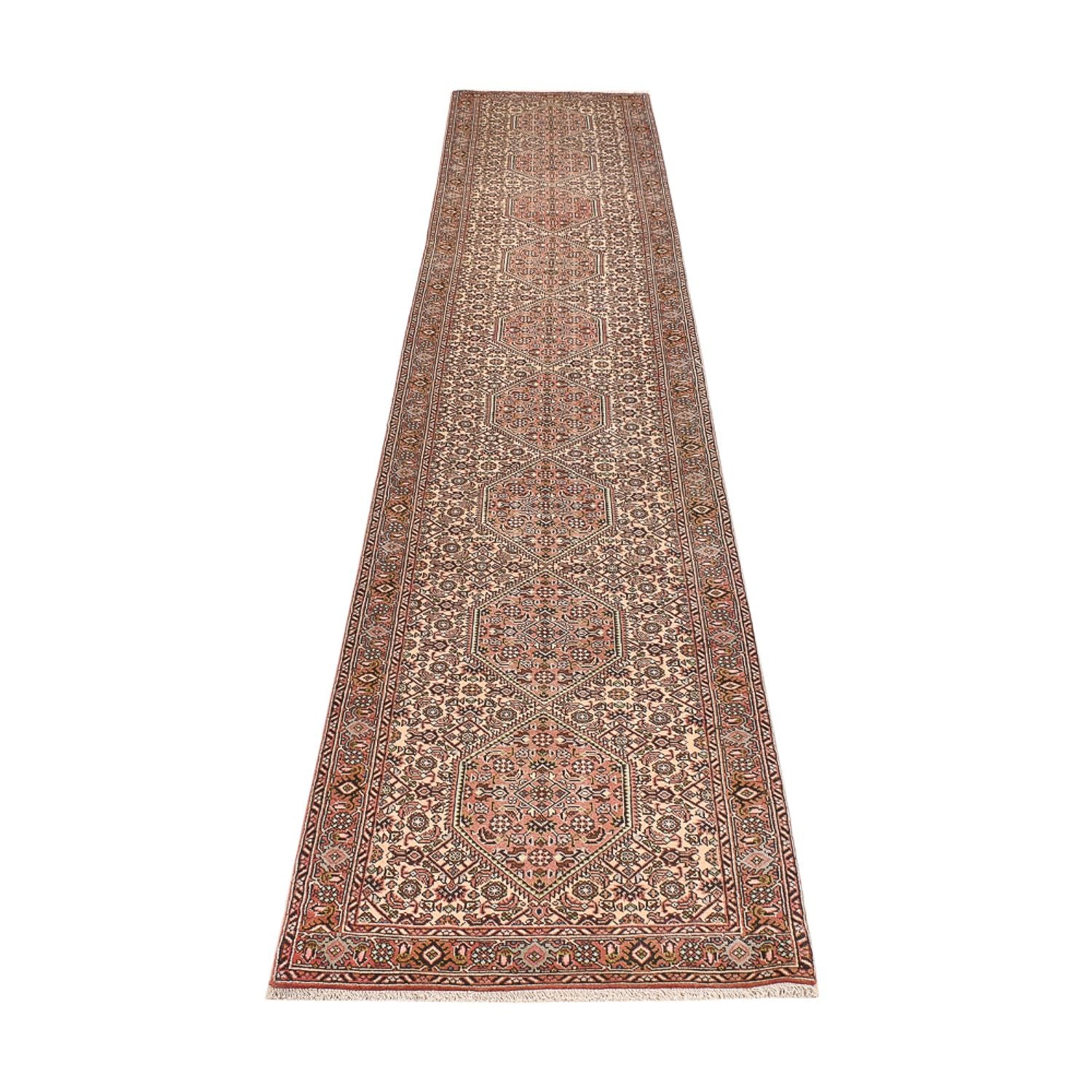 Løber Persisk tæppe - Bijar - 400 x 72 cm - mørk beige