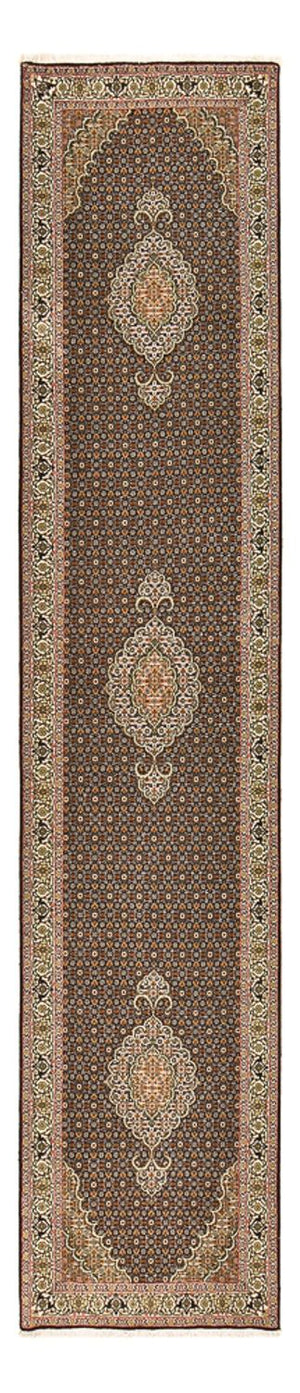 Løber Persisk tæppe - Tabriz - Royal - 396 x 82 cm - mørk beige