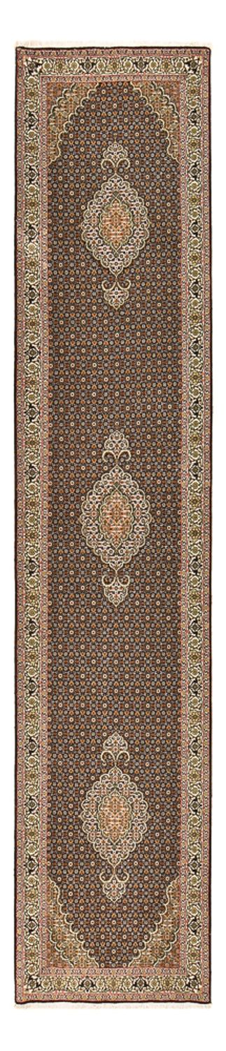Løber Persisk tæppe - Tabriz - Royal - 396 x 82 cm - mørk beige
