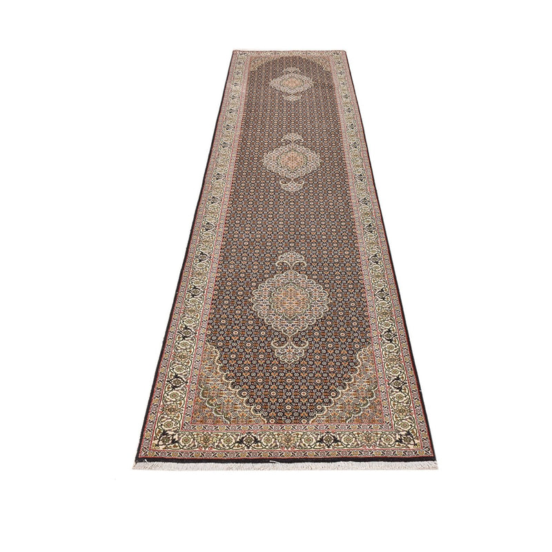 Løber Persisk tæppe - Tabriz - Royal - 396 x 82 cm - mørk beige