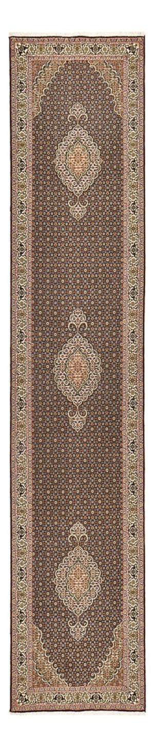 Løber Persisk tæppe - Tabriz - Royal - 390 x 82 cm - mørk beige