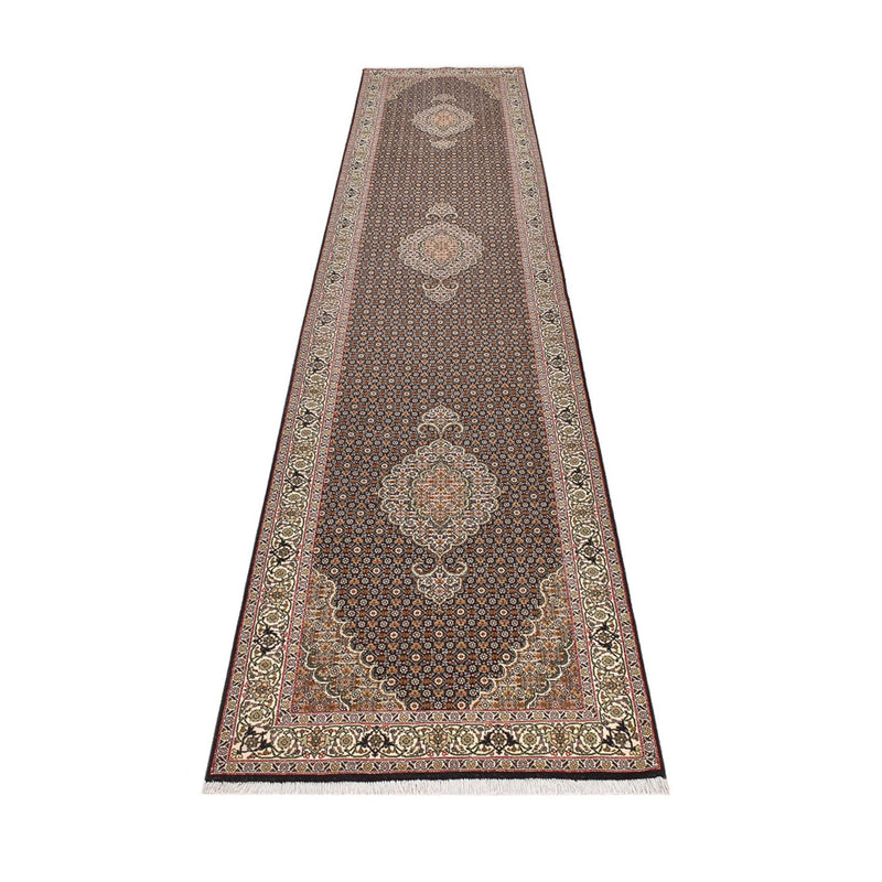 Løber Persisk tæppe - Tabriz - Royal - 390 x 82 cm - mørk beige