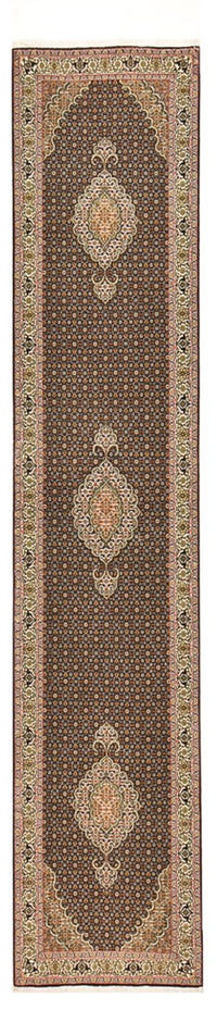 Løber Persisk tæppe - Tabriz - Royal - 393 x 82 cm - mørk beige