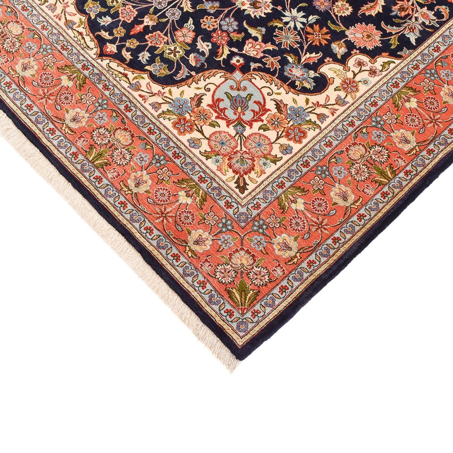Persisk tæppe - Ghom - Royal - 202 x 141 cm - mørkeblå