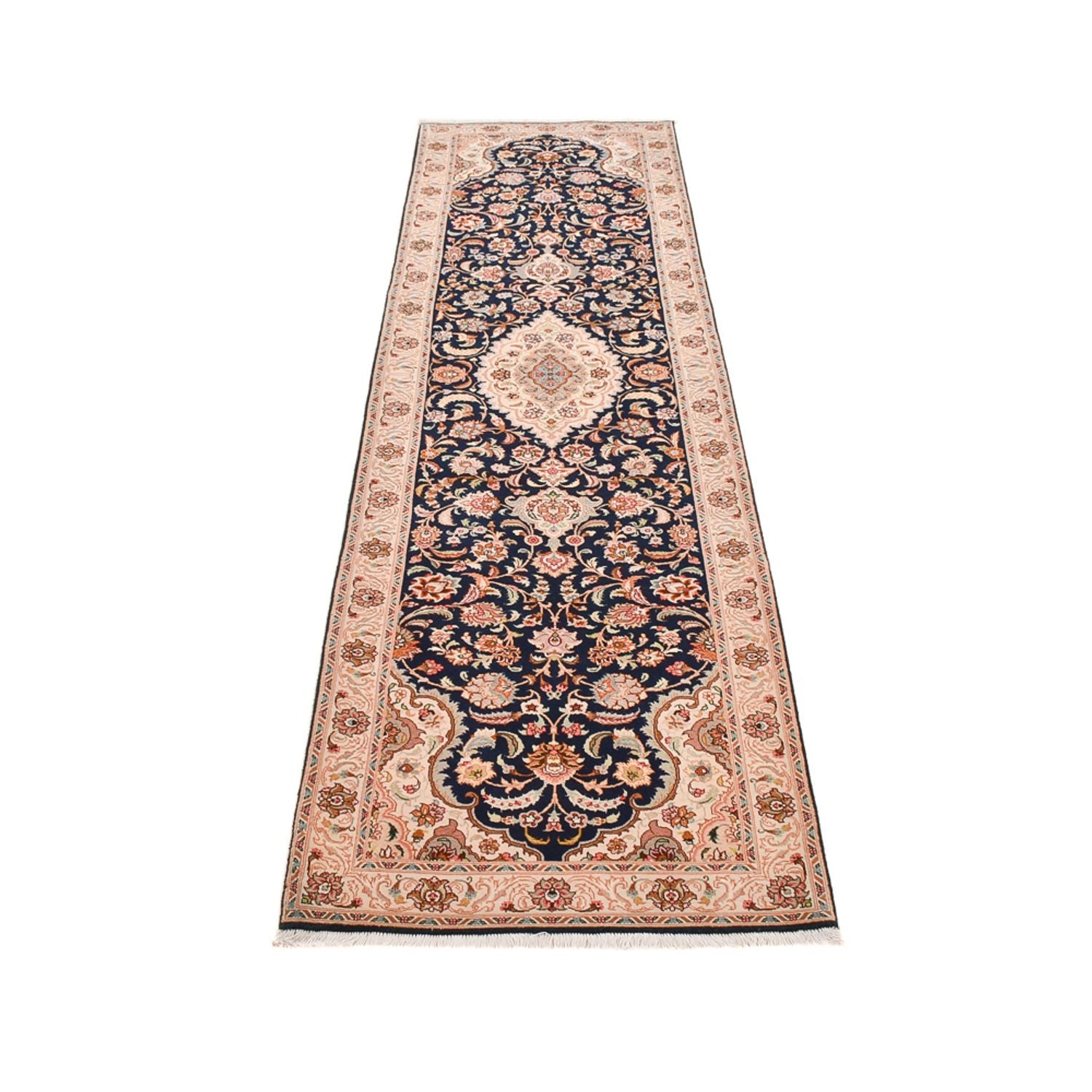 Løber Persisk tæppe - Tabriz - Royal - 310 x 82 cm - mørkeblå