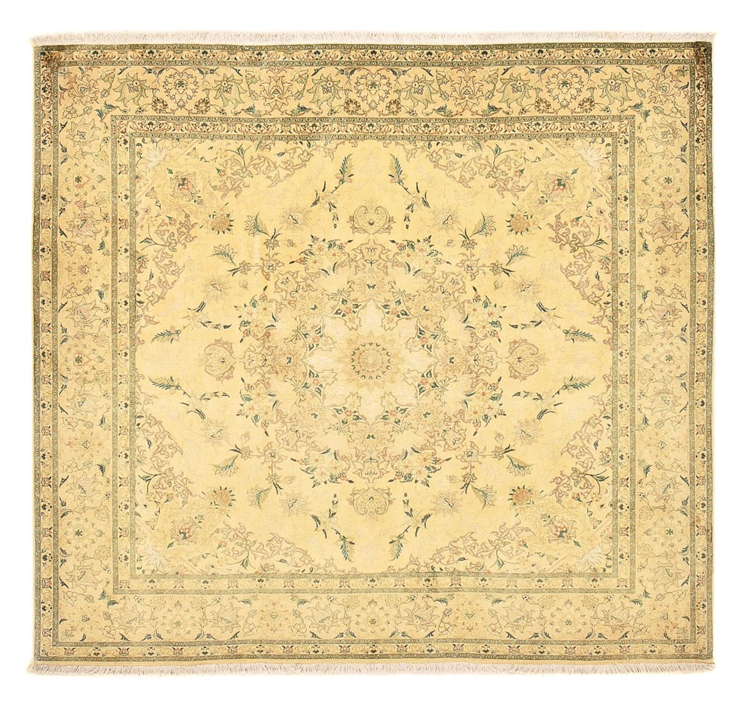 Persisk tæppe - Tabriz - Royal firkantet  - 200 x 190 cm - gul