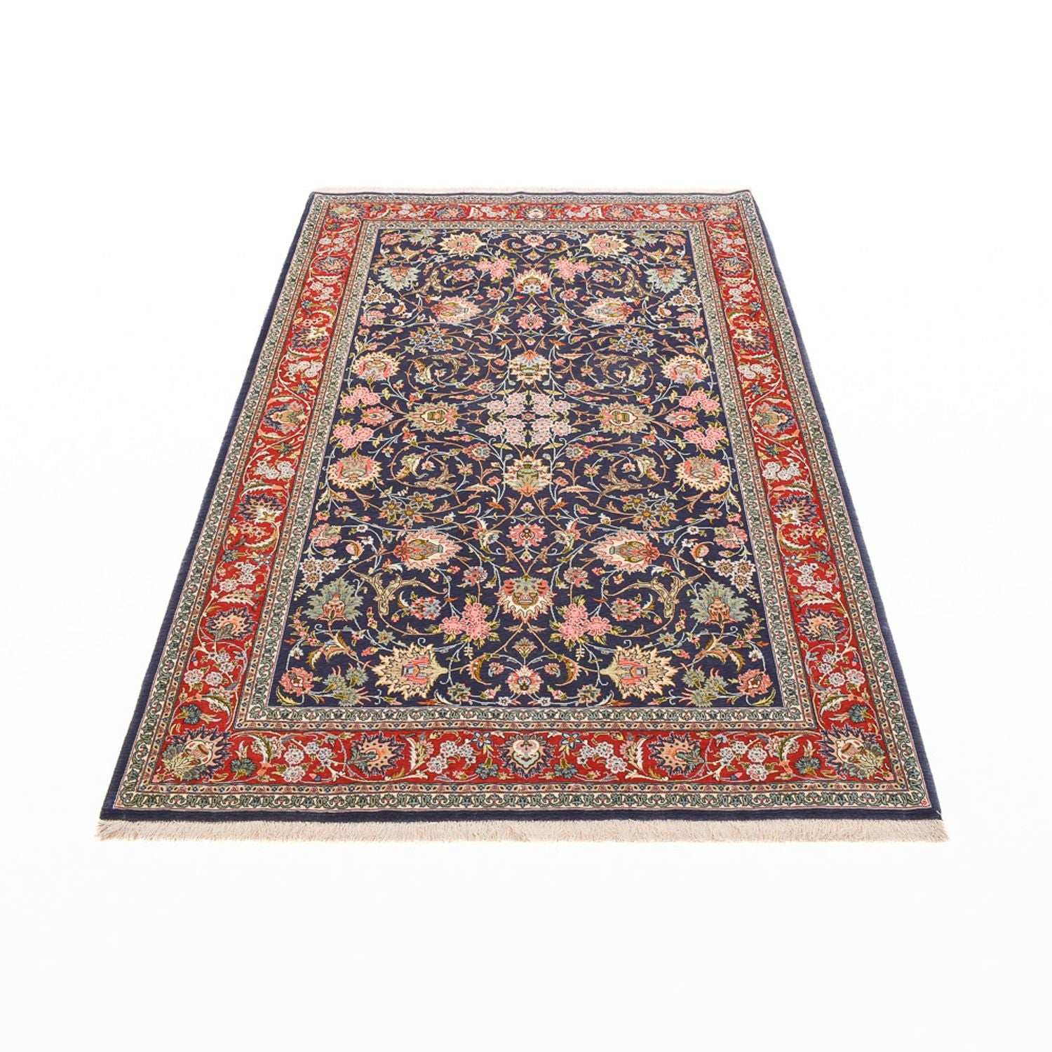 Persisk tæppe - Isfahan - Premium - 220 x 140 cm - mørkeblå