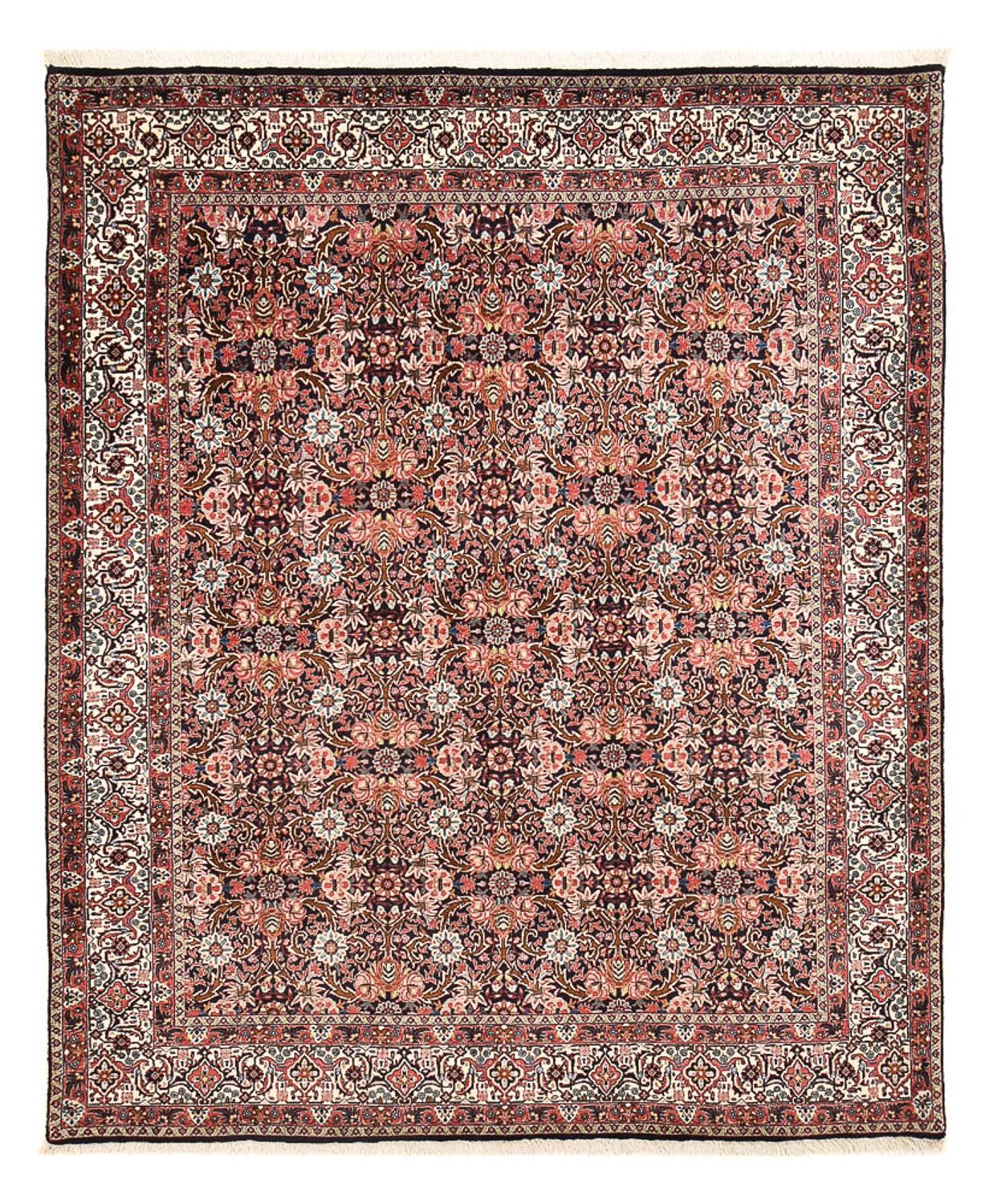 Persisk tæppe - Bijar - 247 x 204 cm - mørkerød