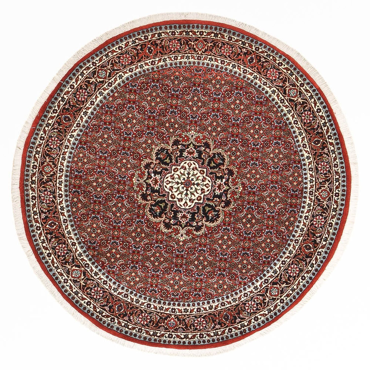 Persisk tæppe - Bijar rundt  - 150 x 150 cm - mørkerød