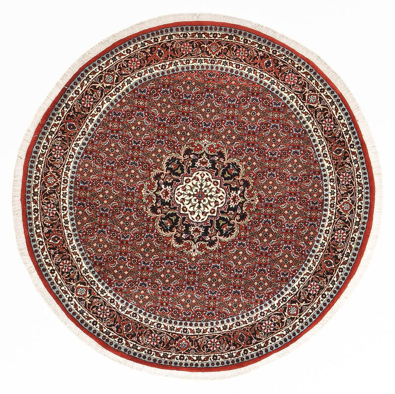 Persisk tæppe - Bijar rundt  - 150 x 150 cm - mørkerød