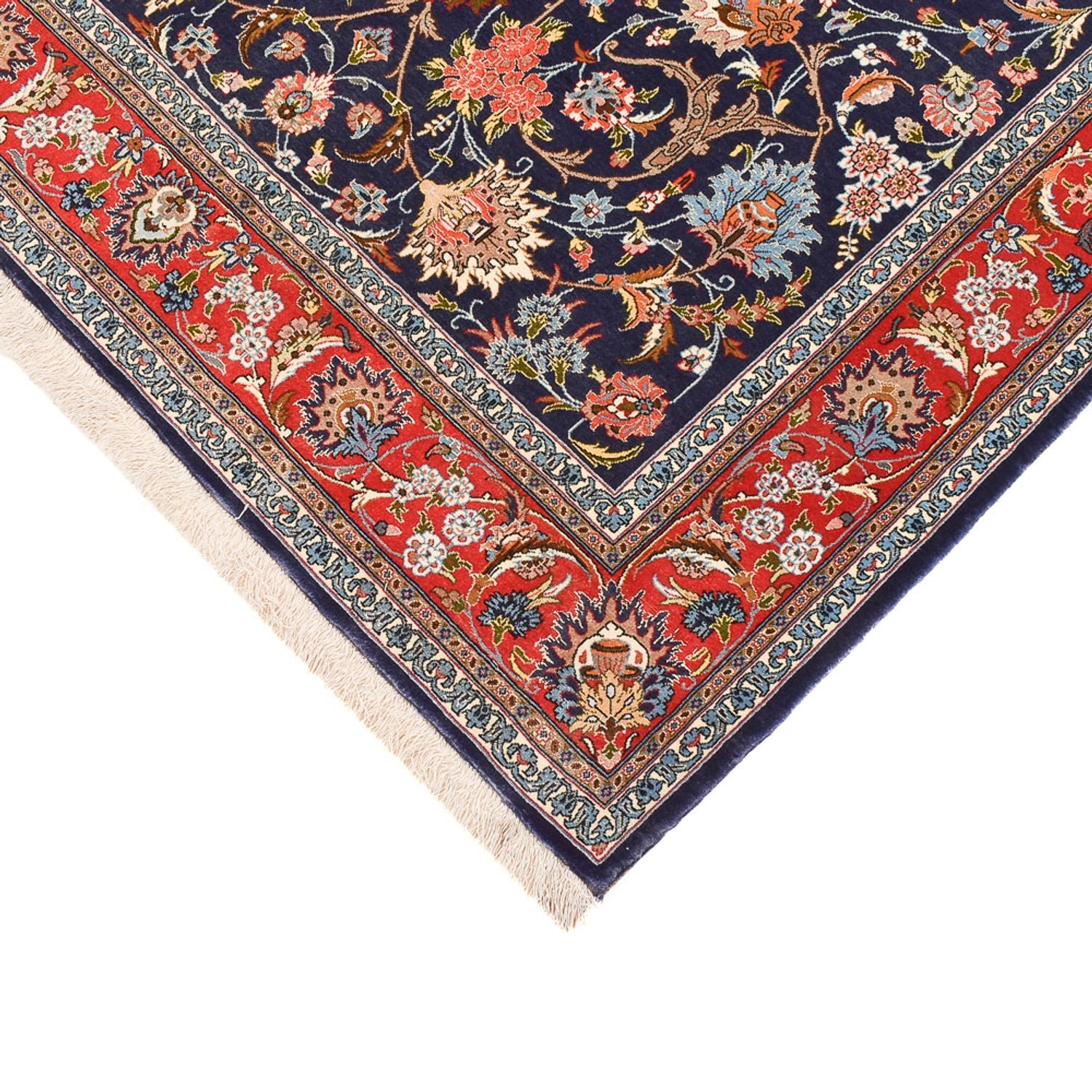 Persisk tæppe - Isfahan - Premium - 226 x 136 cm - mørkeblå