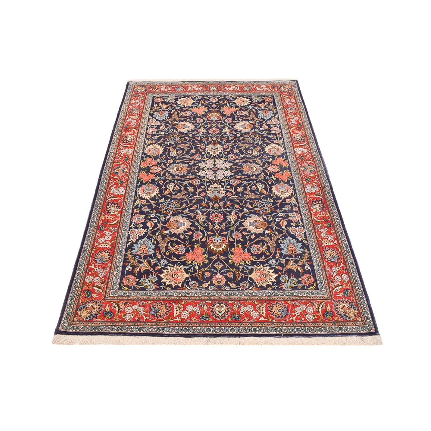 Persisk tæppe - Isfahan - Premium - 226 x 136 cm - mørkeblå