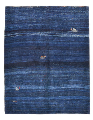 Gabbeh Tæppe - Loribaft Persisk - 195 x 158 cm - mørkeblå