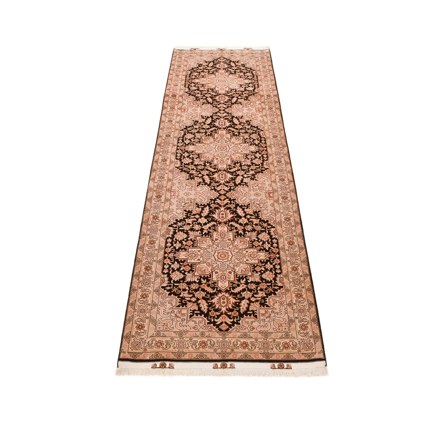 Løber Persisk tæppe - Tabriz - Royal - 305 x 80 cm - lys beige