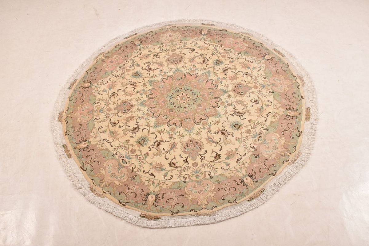 Persisk tæppe - Tabriz - Royal rundt  - 150 x 150 cm - beige