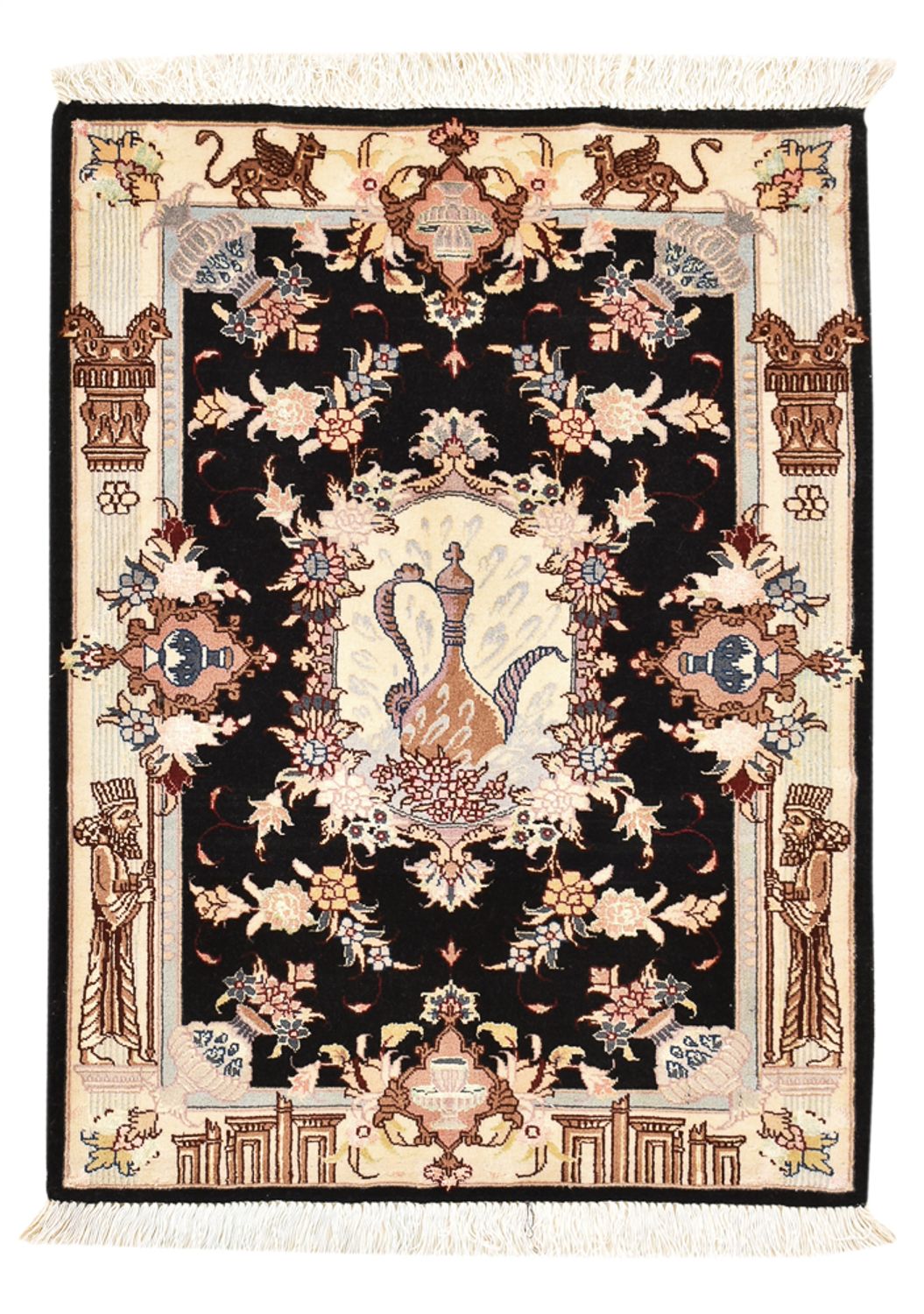 Persisk tæppe - Tabriz - Royal - 90 x 60 cm - mørkeblå
