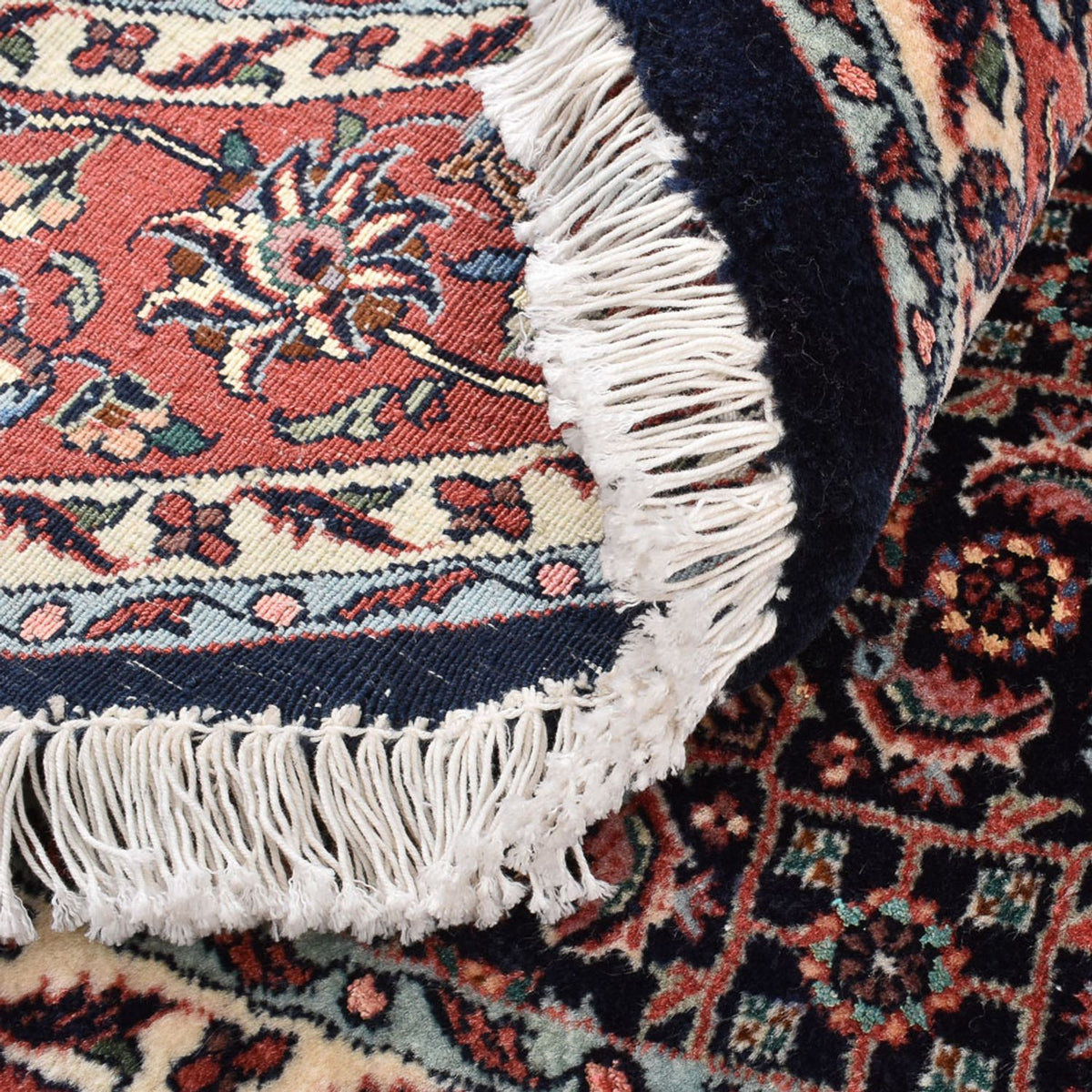 Persisk tæppe - Bijar rundt  - 155 x 155 cm - mørkerød