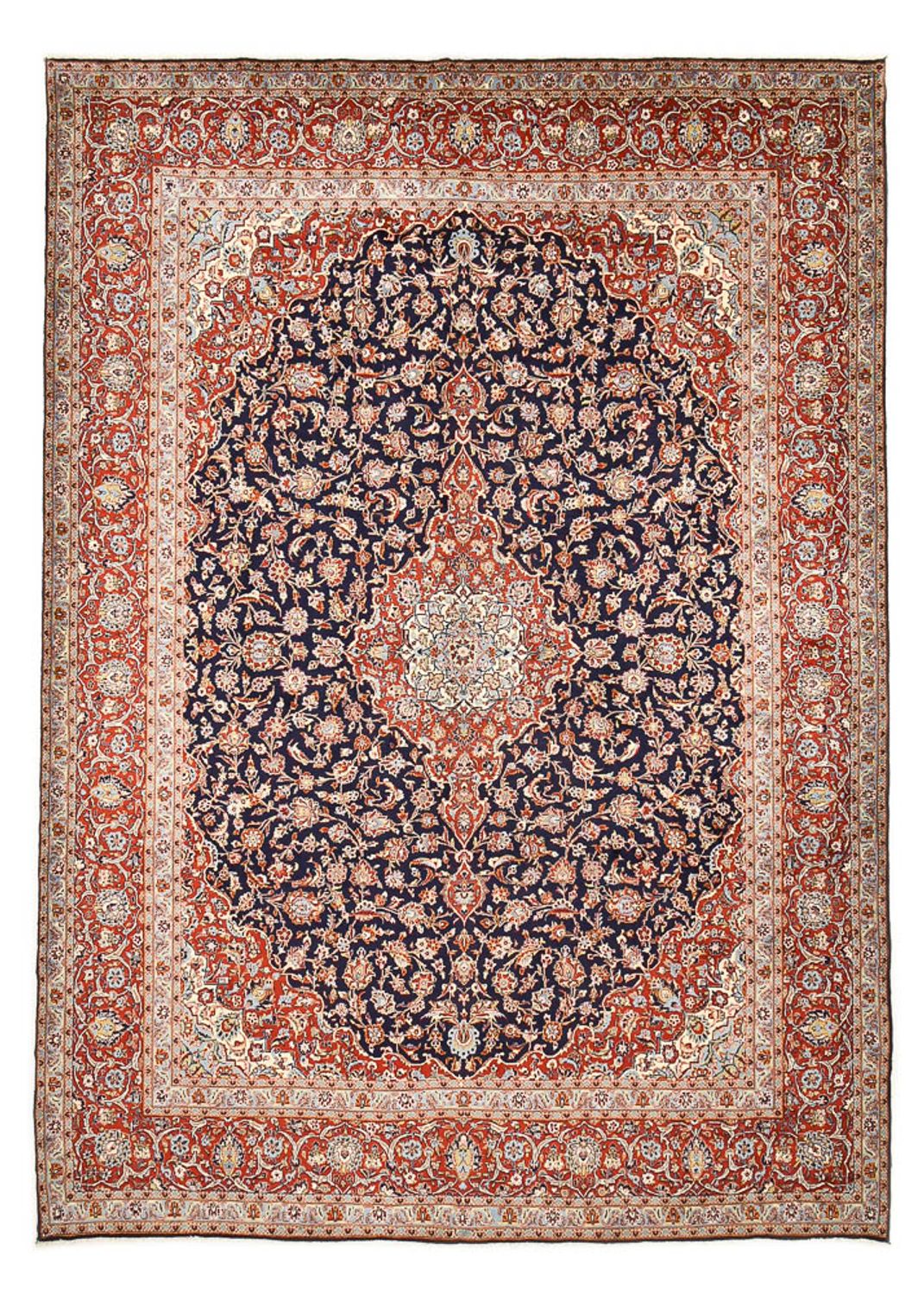 Persisk tæppe - Keshan - 424 x 308 cm - mørkeblå