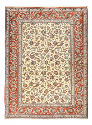 Persisk tæppe - Isfahan - Premium - 367 x 253 cm - lys beige
