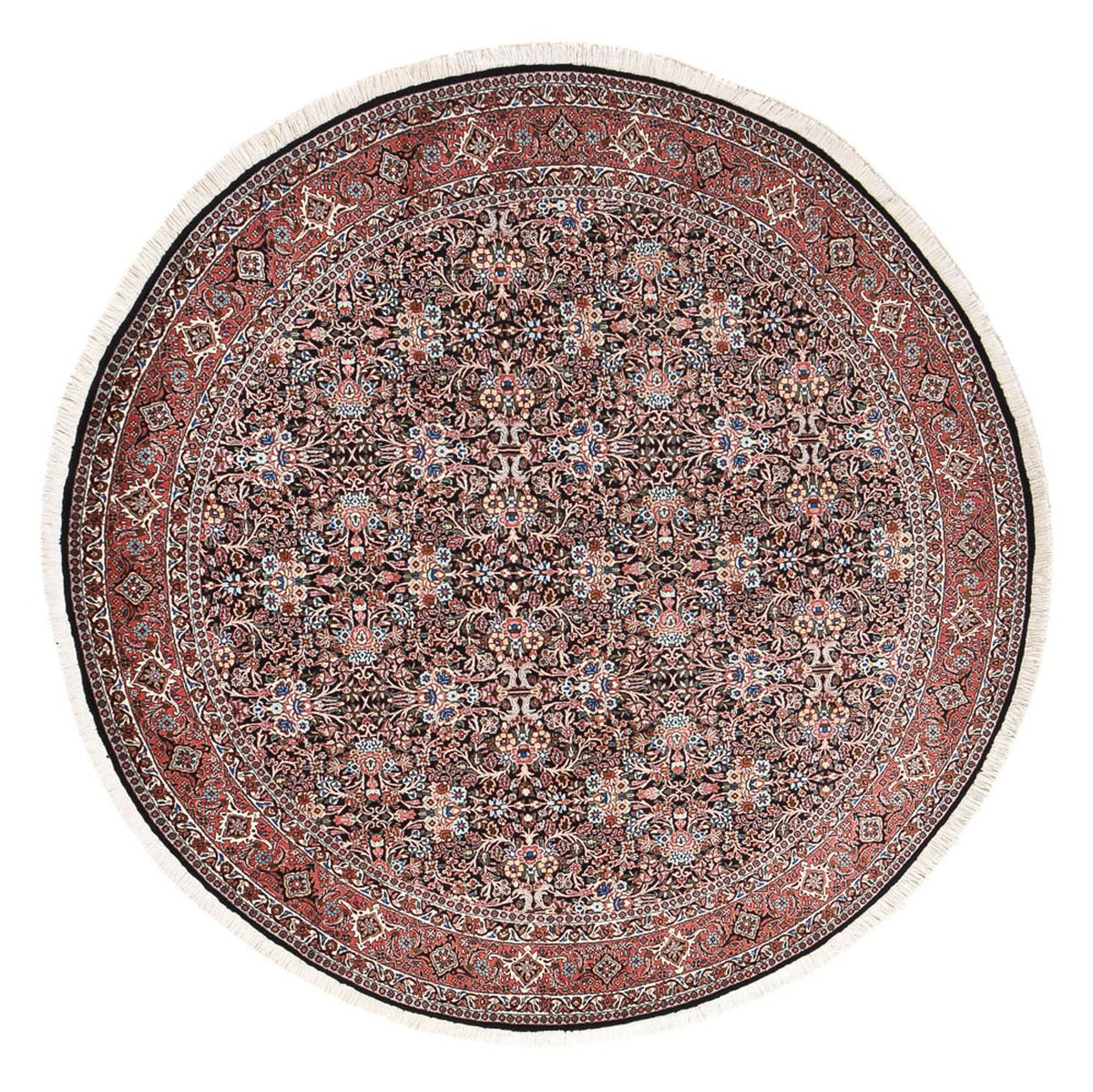 Persisk tæppe - Bijar - 240 x 240 cm - mørkerød