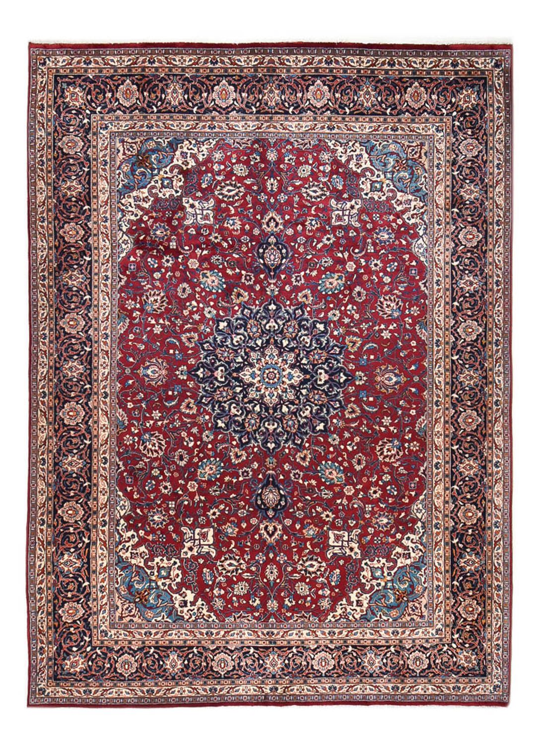 Persisk tæppe - Keshan - 340 x 245 cm - mørkerød