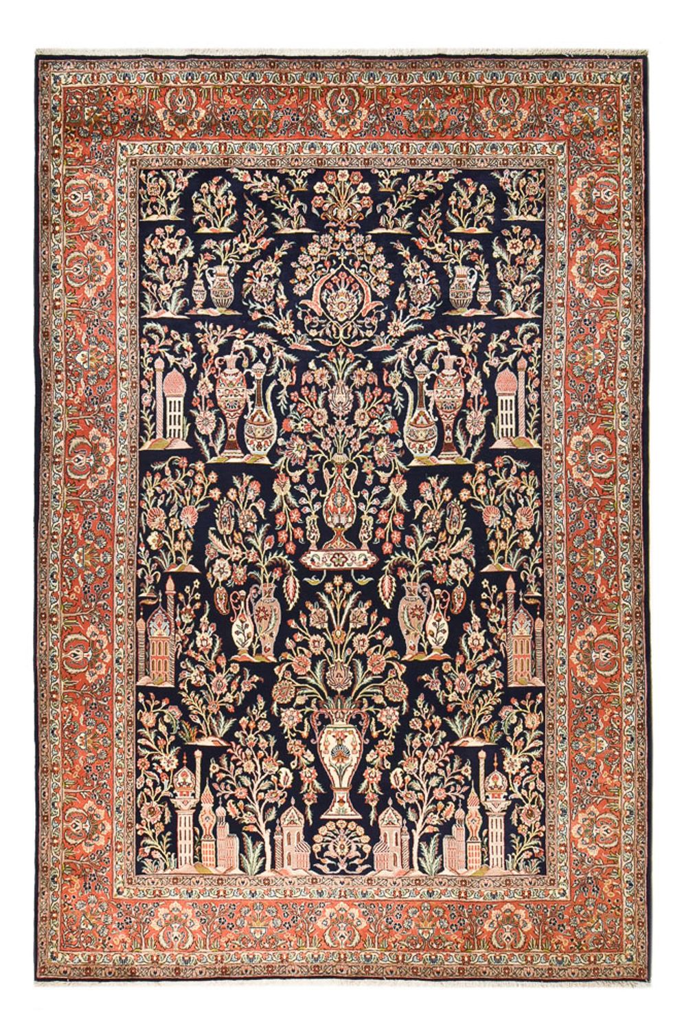 Persisk tæppe - Keshan - 375 x 252 cm - mørkeblå