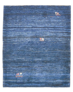 Gabbeh Tæppe - Loribaft Persisk - 143 x 119 cm - mørkeblå