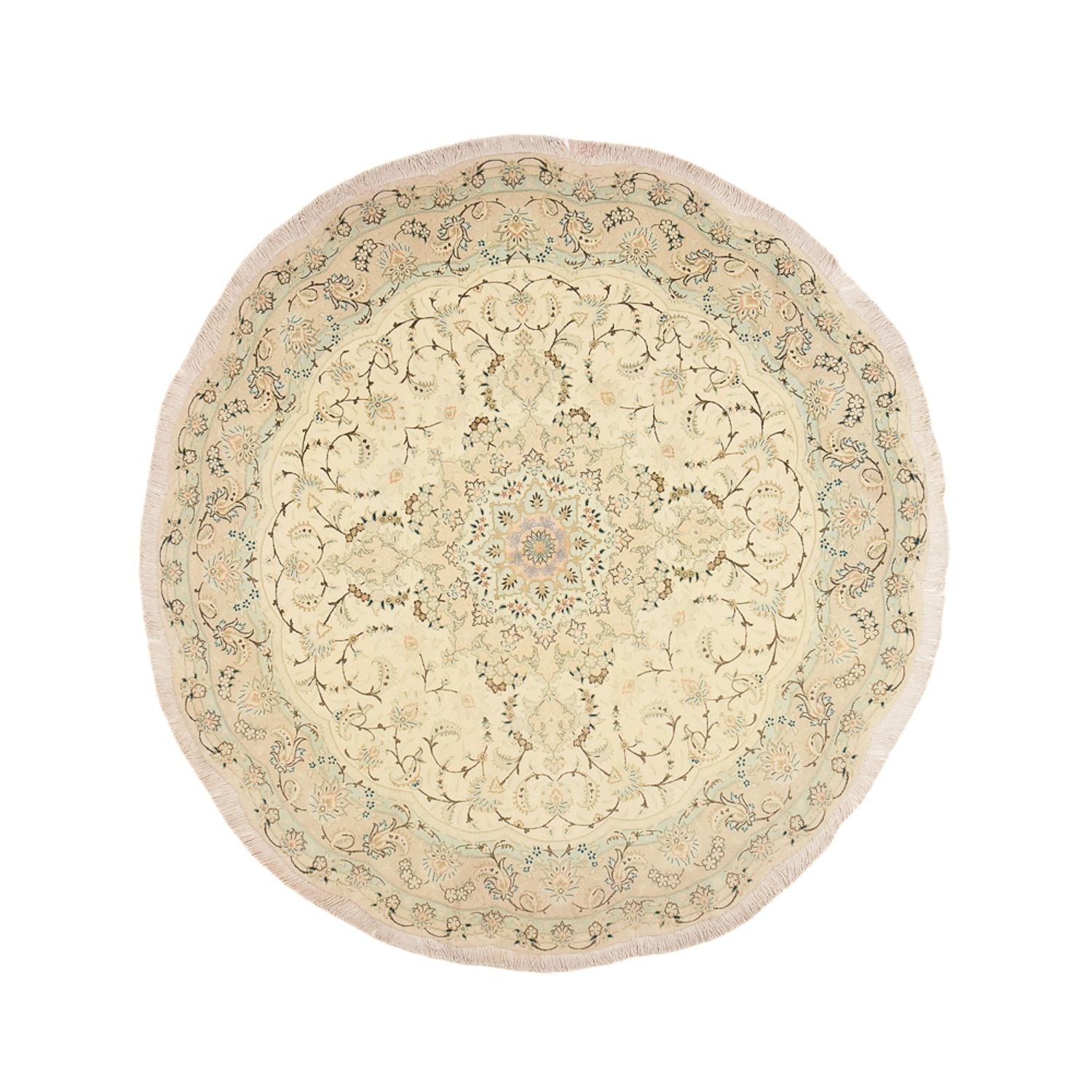 Persisk tæppe - Tabriz - Premium rundt  - 200 x 200 cm - sand
